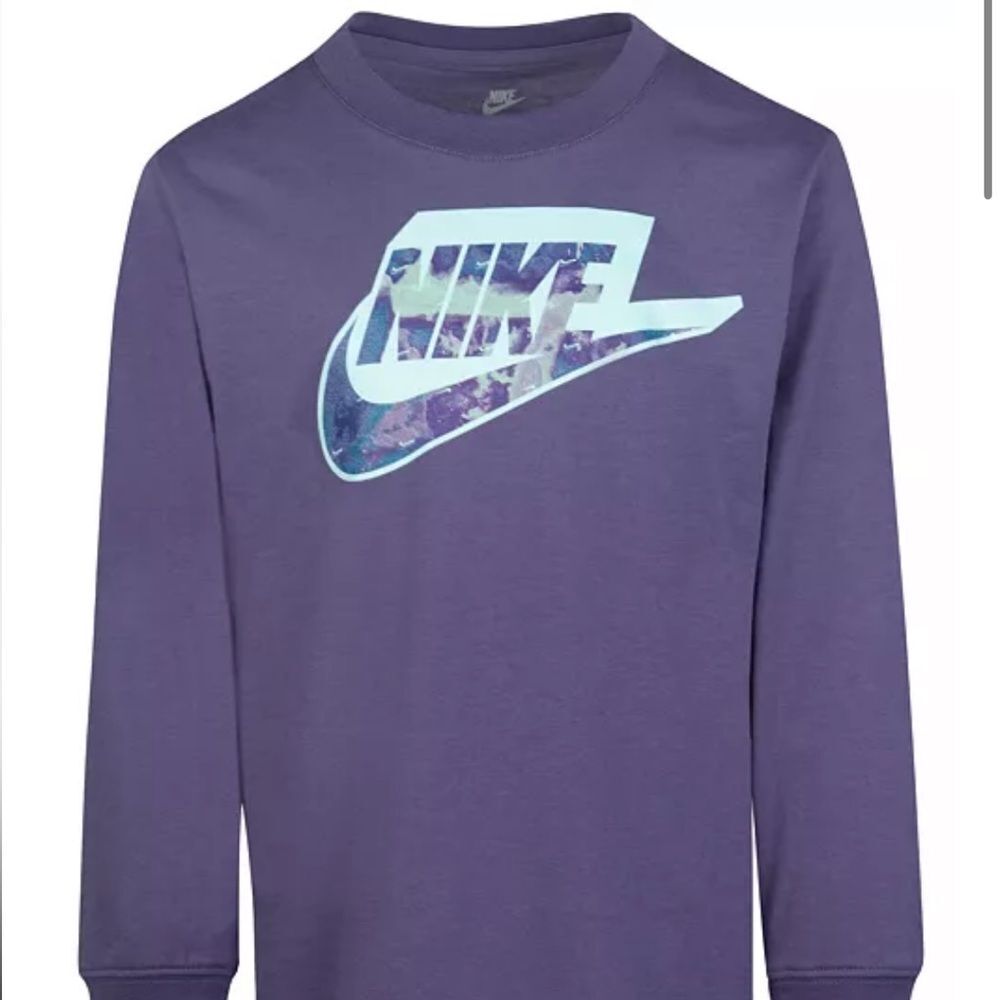 Nike Little Boys Futura Printed T-shirt size 7 Long Sleeve T-shirt Canyon Purple - Picture 3 of 8